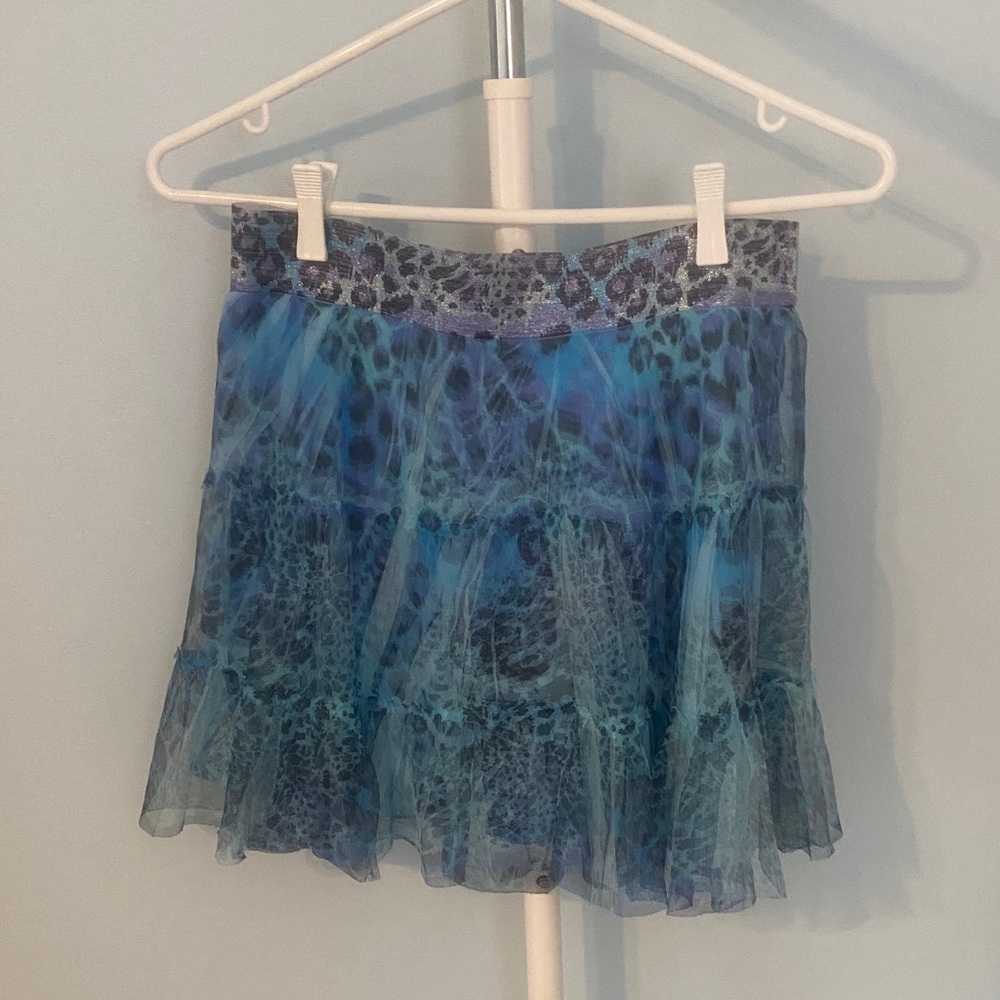Blue Leopard Print Skort